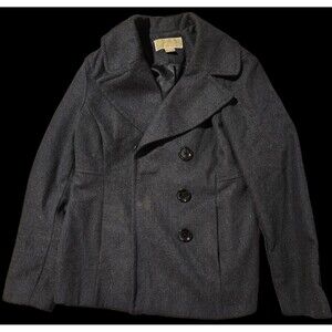 MICHAEL KORS Women’s Dark Gray Lined Wool Blend Pea Coat Jacket Size Small